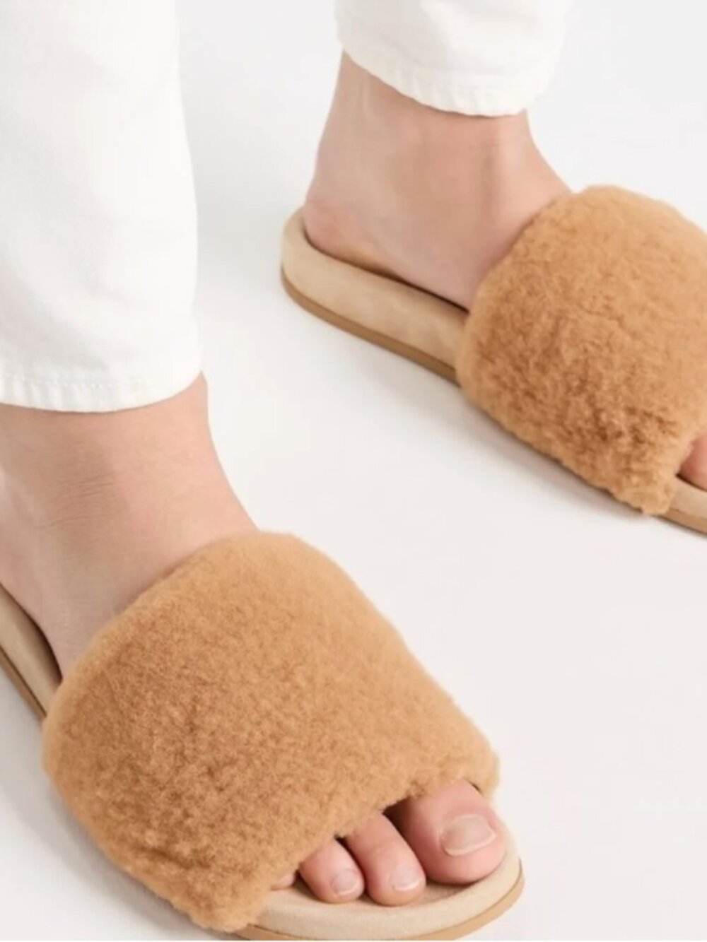 Jenni Kayne Shearling Slide Sandals Natural